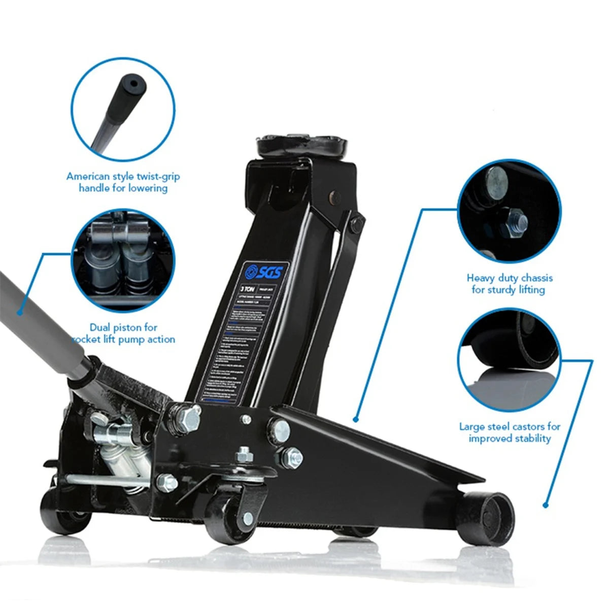 SGS Heavy Duty Trolley Jack + Axle Stands
