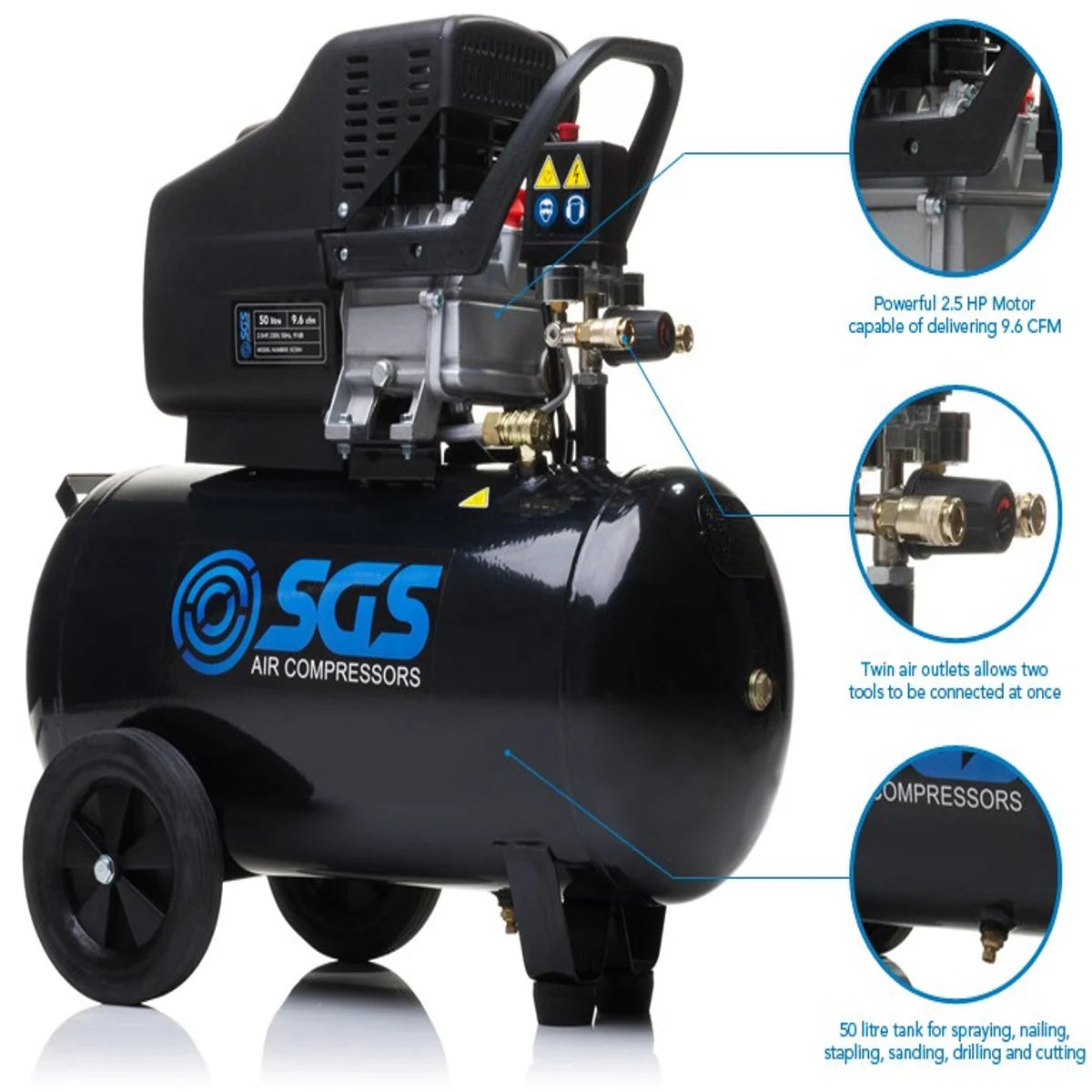 SGS 50L Direct Drive Air Compressor & 5 Piece Tool Kit