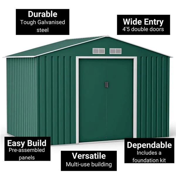Waterproof 6x8 Metal Garden Shed with Gable Roof