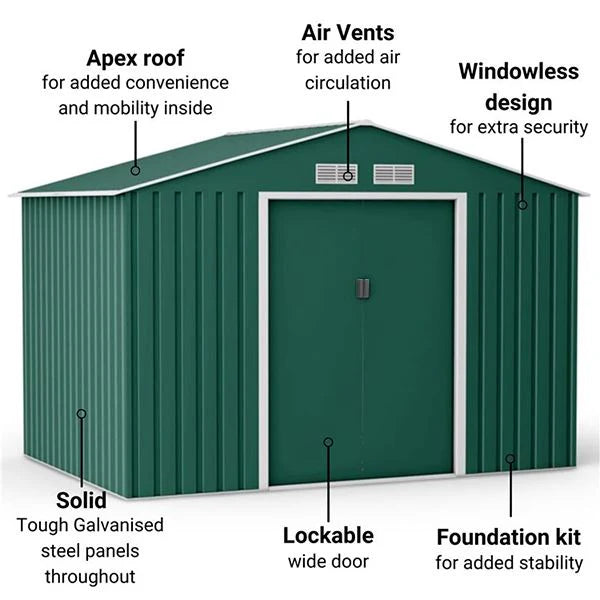 Waterproof 6x8 Metal Garden Shed with Gable Roof