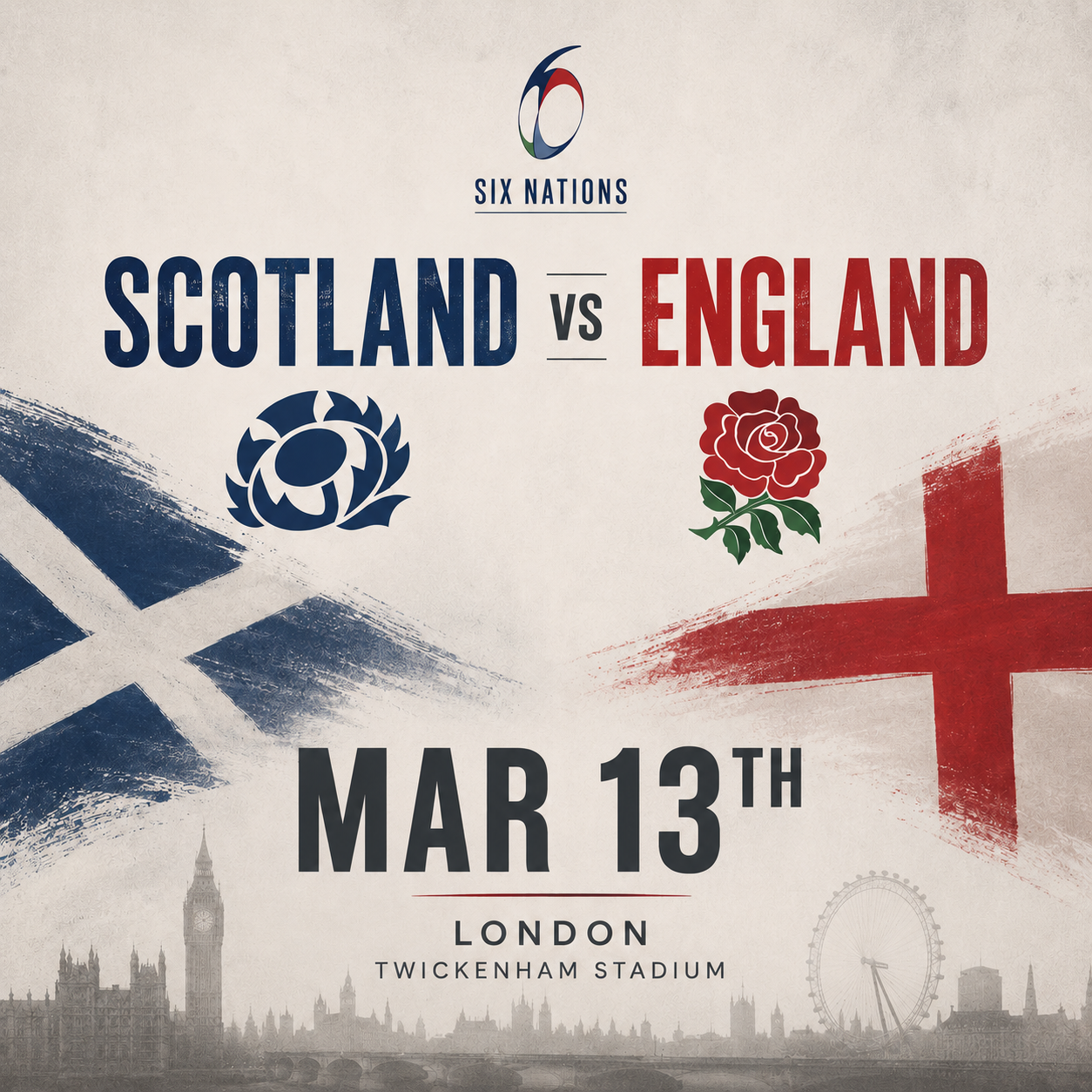Scotland vs England Six Nations Tickets + Overnight Stay