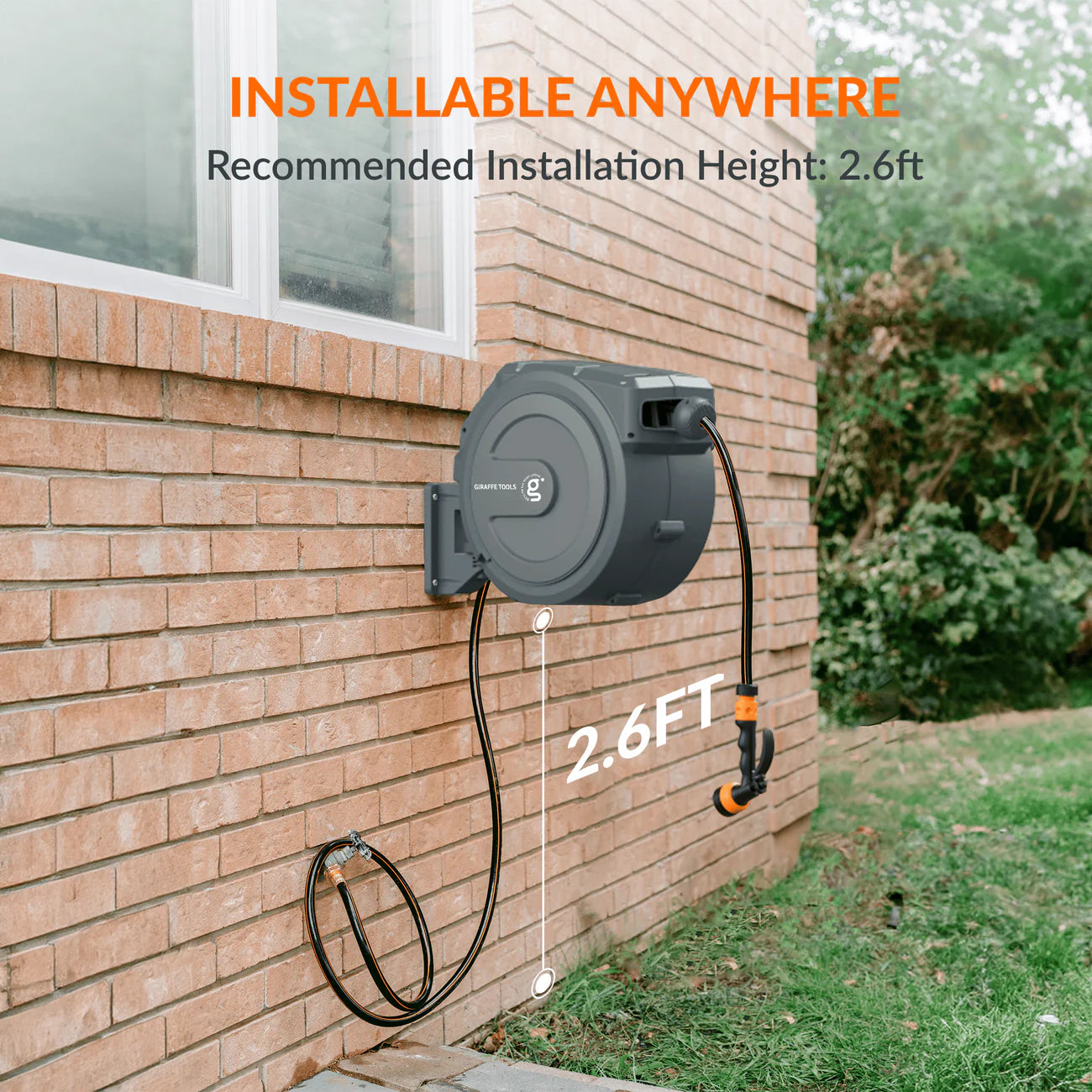 Giraffe Tools Wall Mounted Retractable Hose Reel
