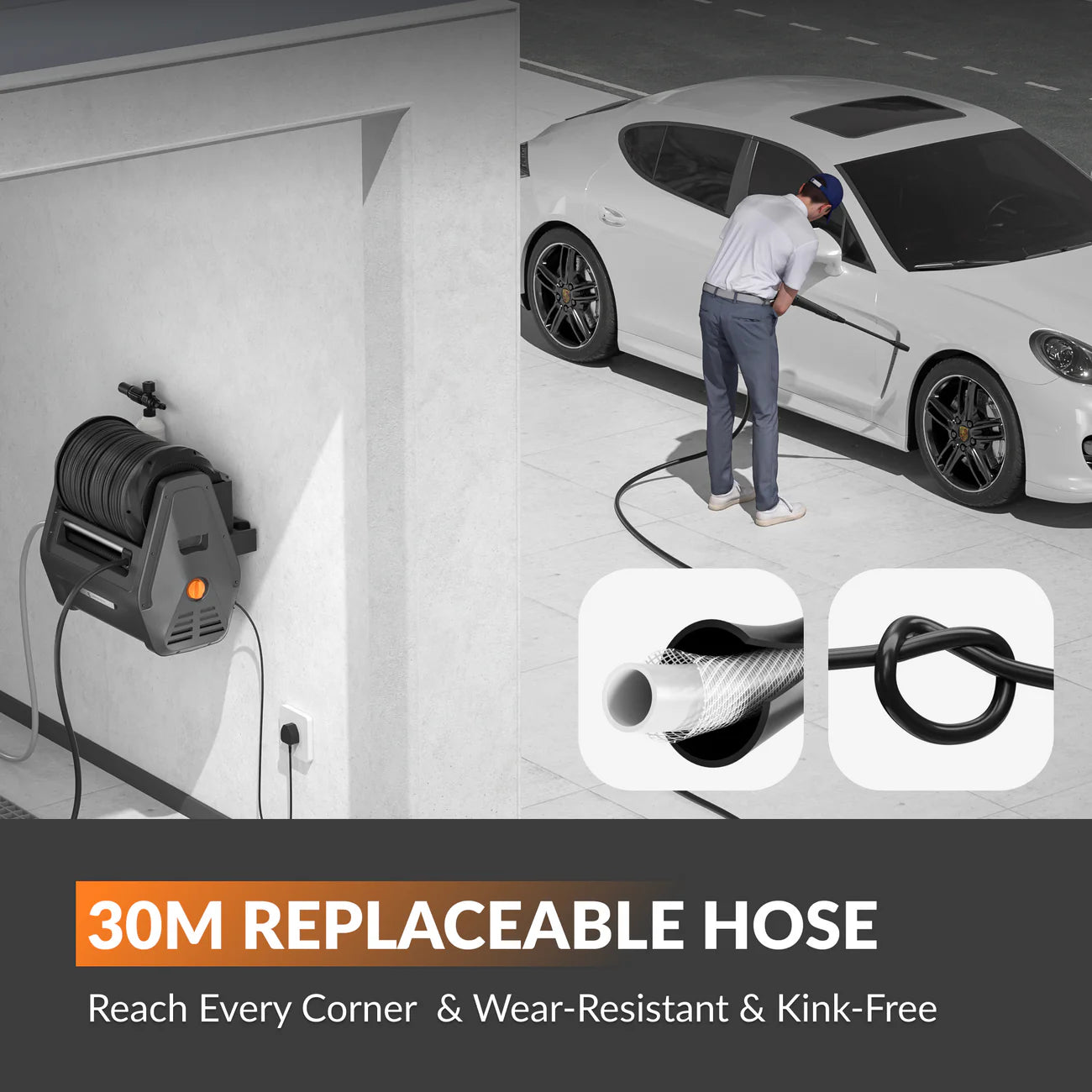 Grandfalls Wall Mounted Retractable Pressure Washer