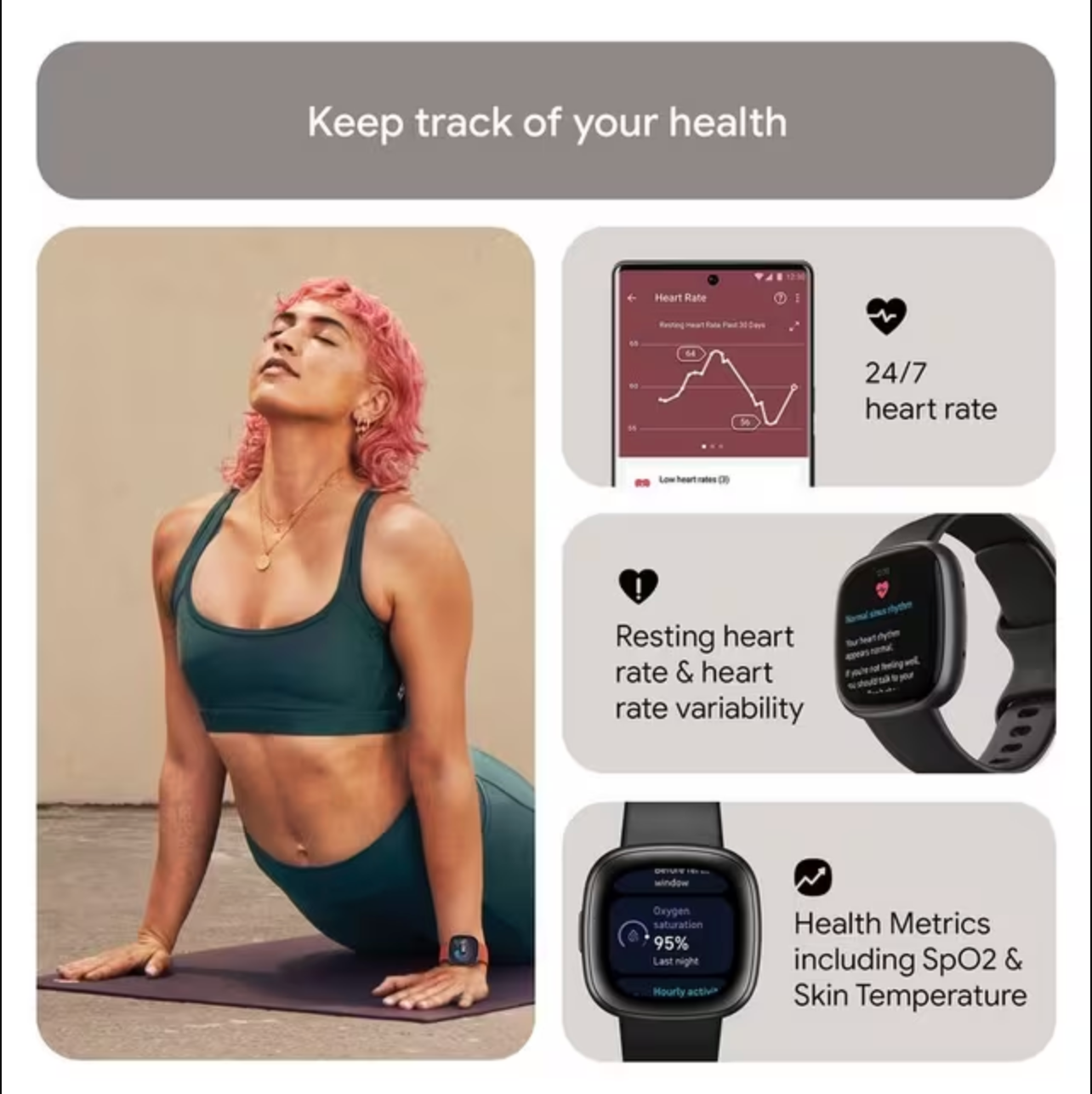 FitBit Versa 4 Health & Fitness Smartwatch - Any Colour*