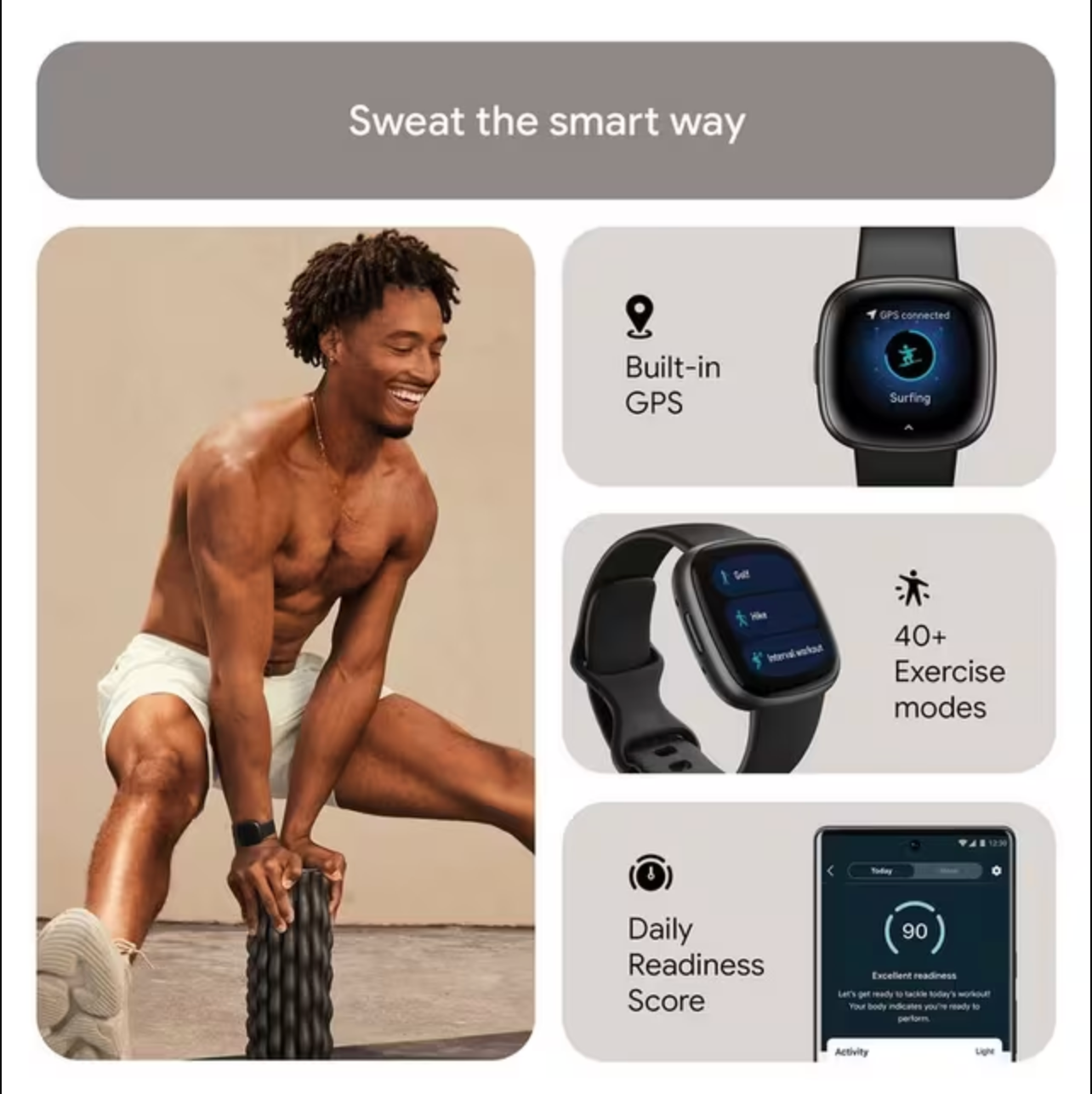 FitBit Versa 4 Health & Fitness Smartwatch - Any Colour*