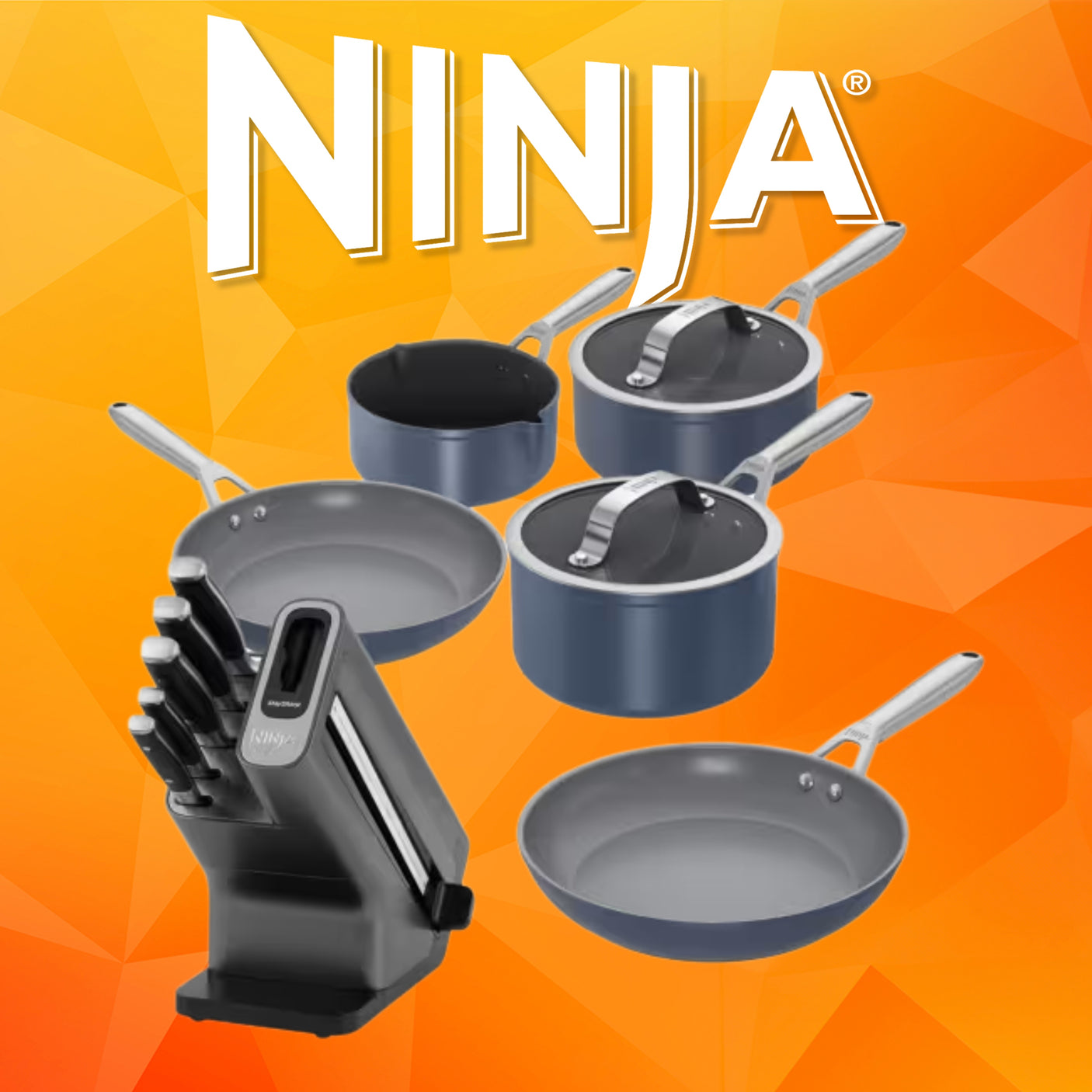 Ninja Ceramic 5-Piece Pan Set and Knife Block