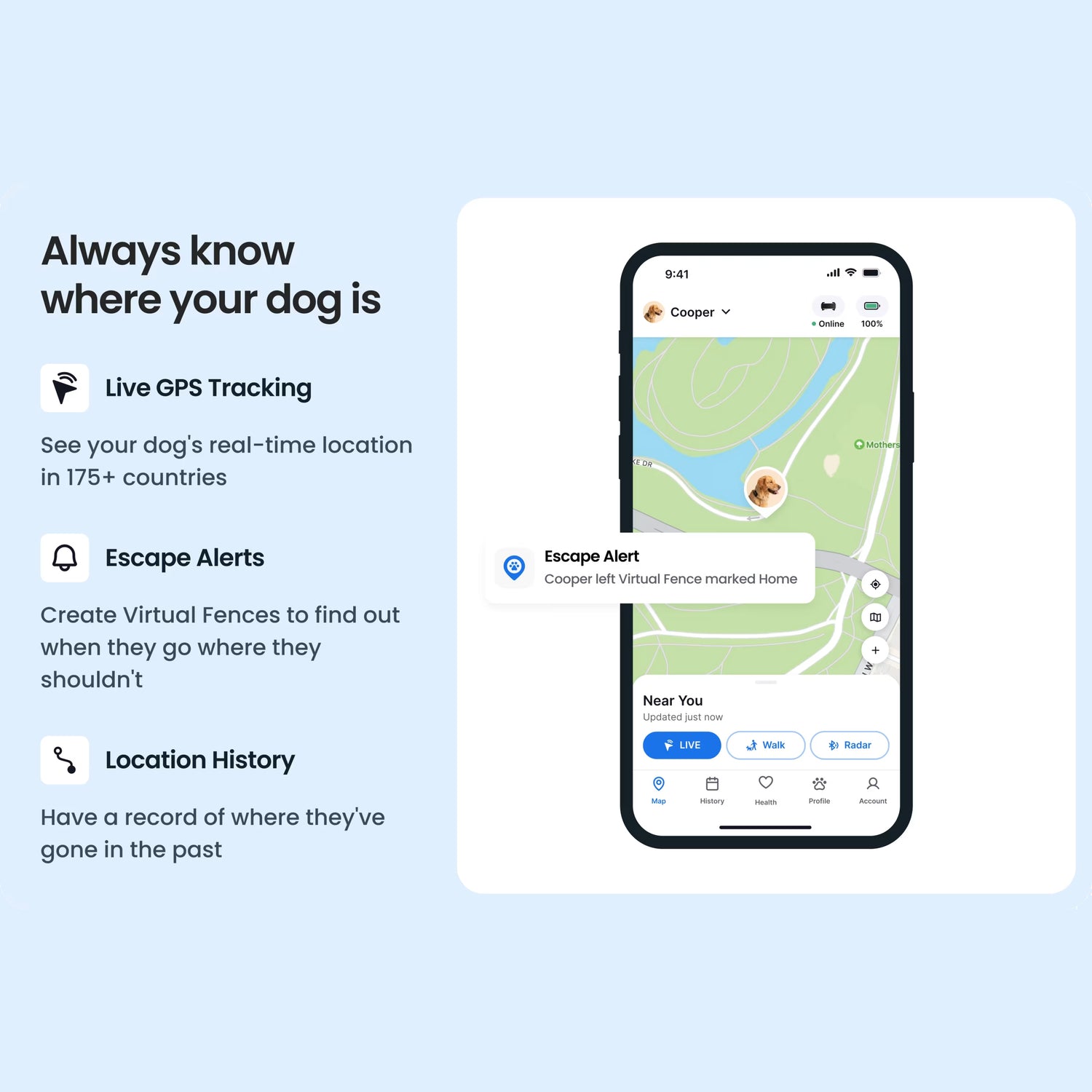 Tractive Smart Dog Tracker + PREMIUM Fitness Subscription