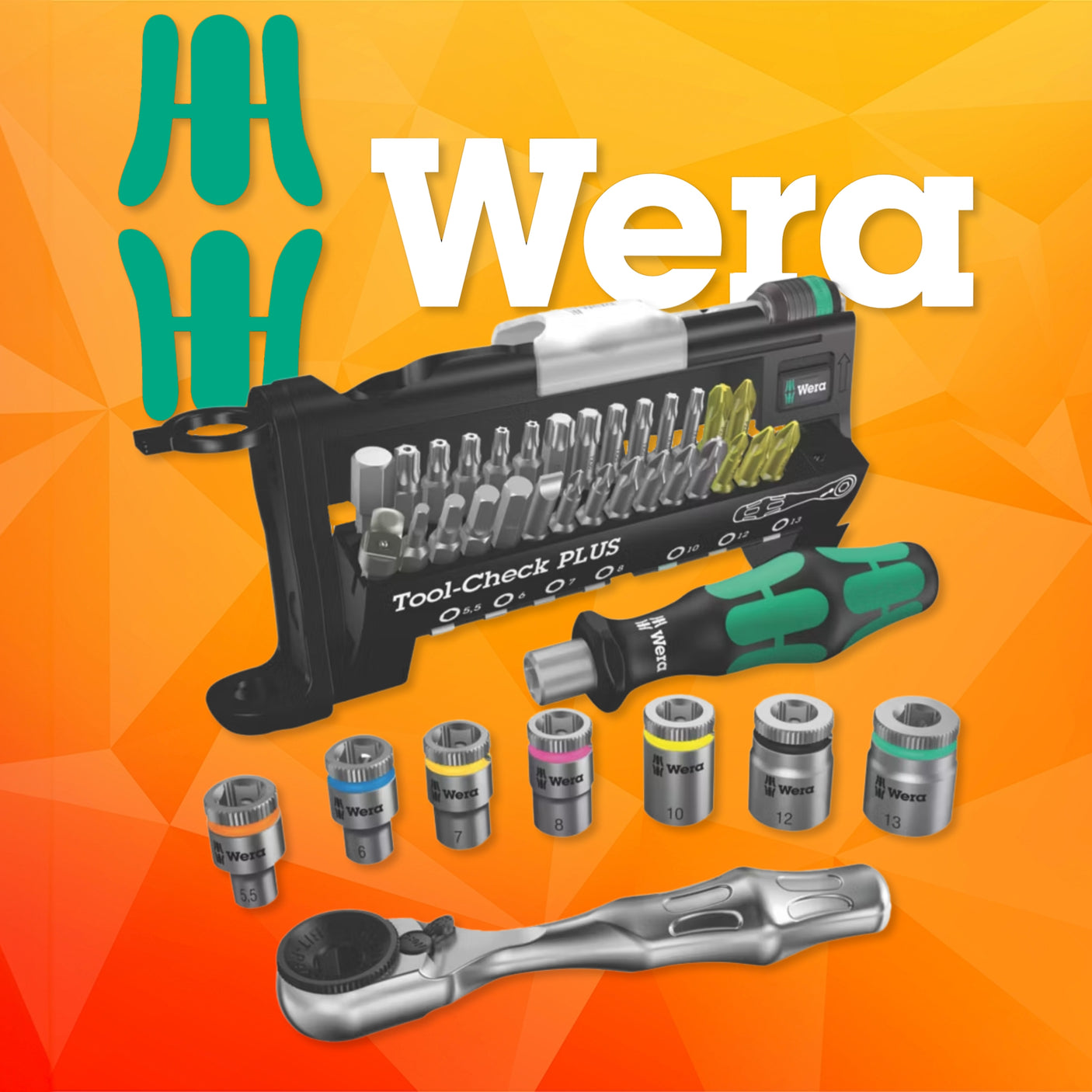 Wera 39 Piece Interchangeable Screwdriver, Ratchet, Socket and Bit Set