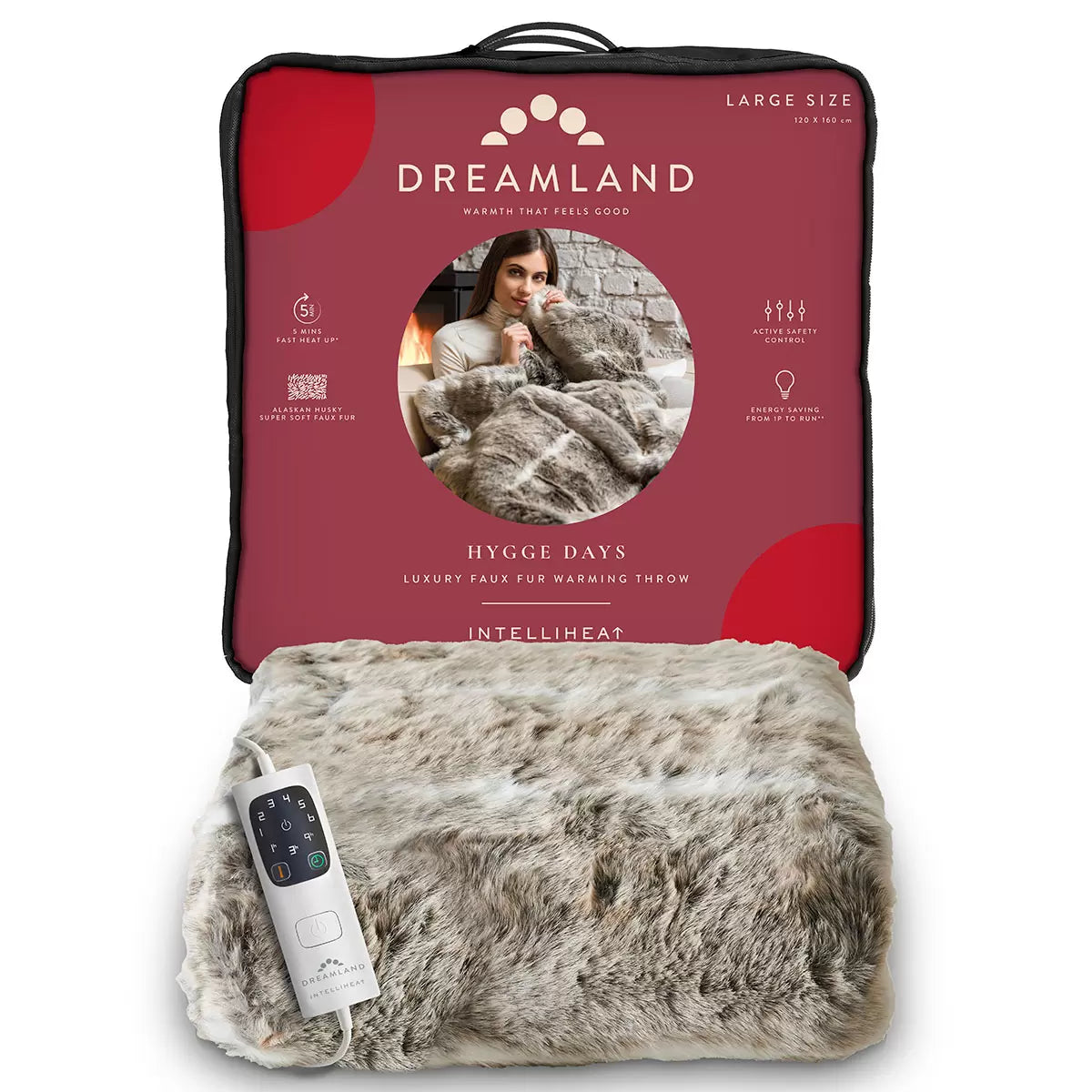 Dreamland Relaxwell Deluxe Faux Fur Heated Throw