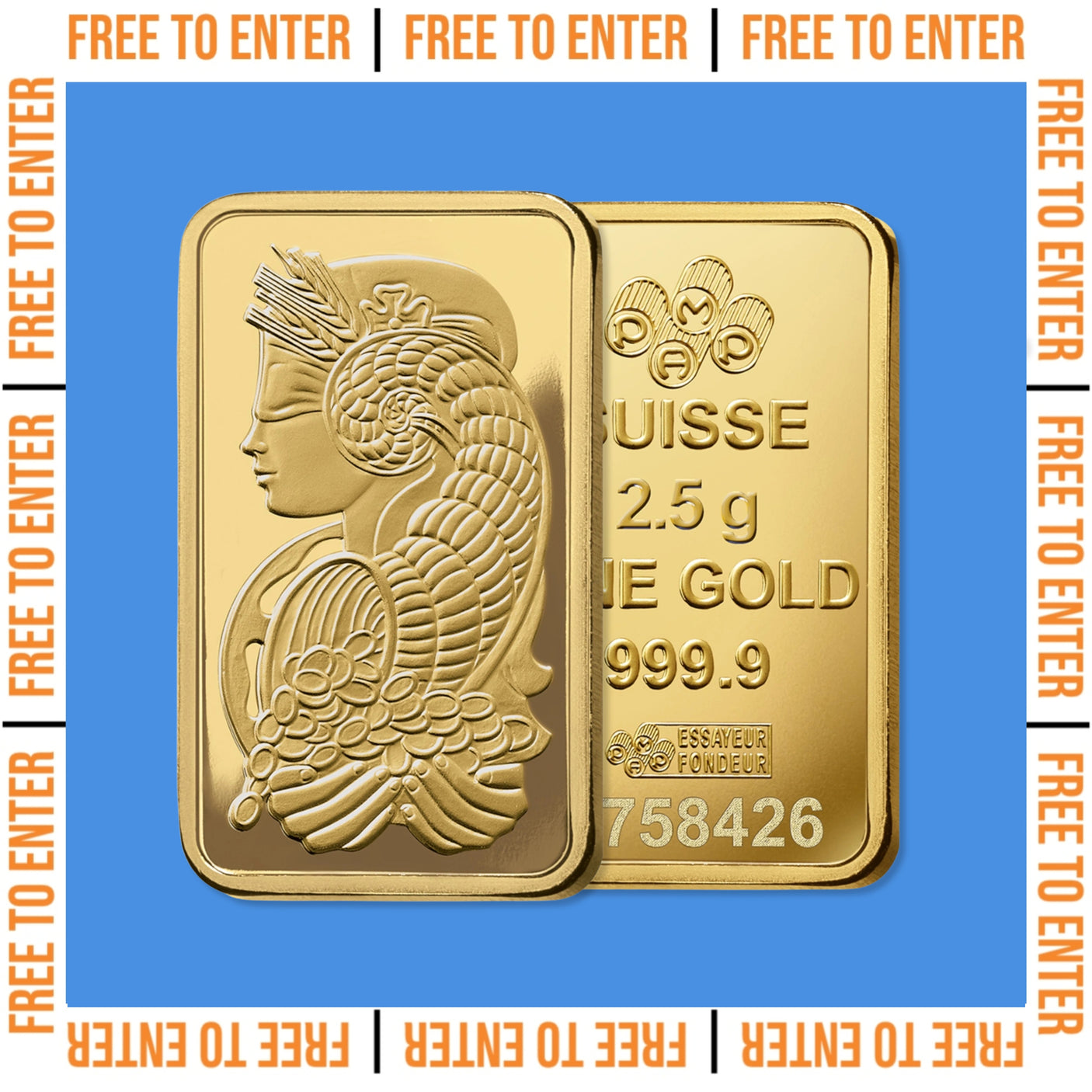 FREE TO ENTER: PAMP Gold Bullion Bar 2.5g