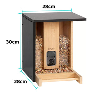 Birdfy Bamboo Bird Feeder with Camera & Solar Panel