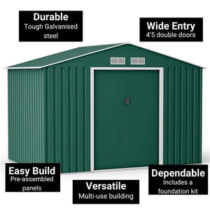 Waterproof 6x8 Metal Garden Shed with Gable Roof