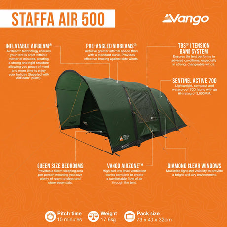 Vango Staffa Air 500 Inflatable 5 person Tent