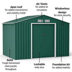 Waterproof 6x8 Metal Garden Shed with Gable Roof