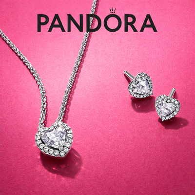 Pandora Valentine's Elevated Heart Necklace & Earrings Gift Set