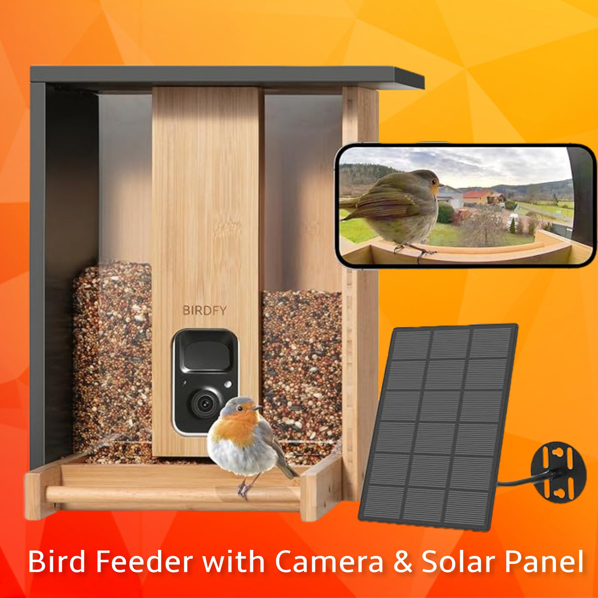 Birdfy Bamboo Bird Feeder with Camera & Solar Panel - 12th Jan 25