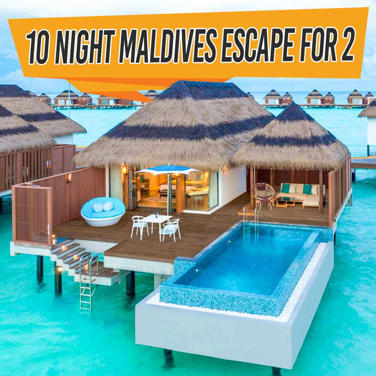 10 night luxury Maldives All inclusive Holiday with Water Villa for 2 + £1,000