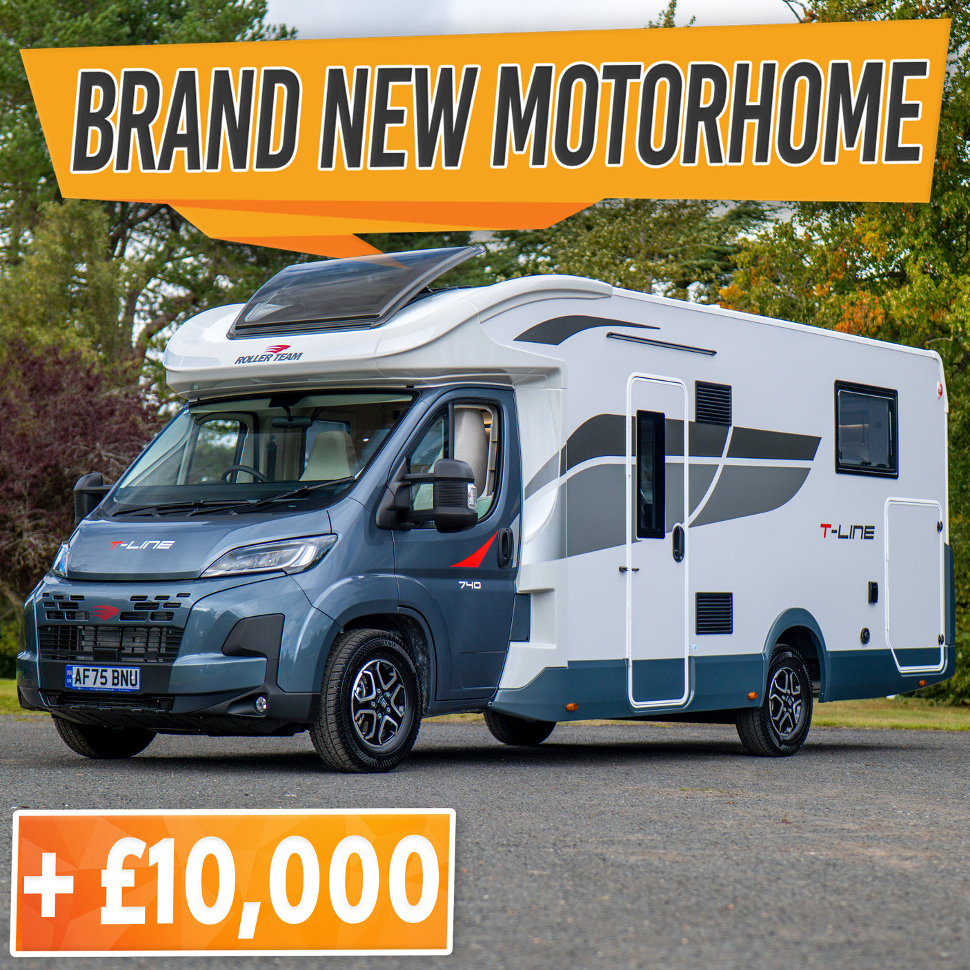 BRAND NEW: 4 berth Automatic Roller Team T-Line 740 + £10,000