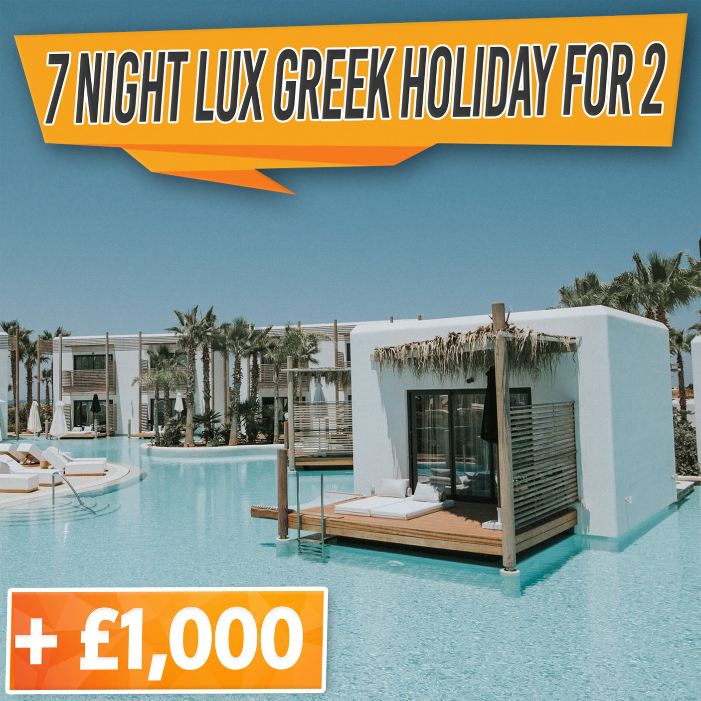 All inclusive 7 Night 5* Stella Island Stay – Overwater Bungalow + Jacuzzi + £1,000 Cash
