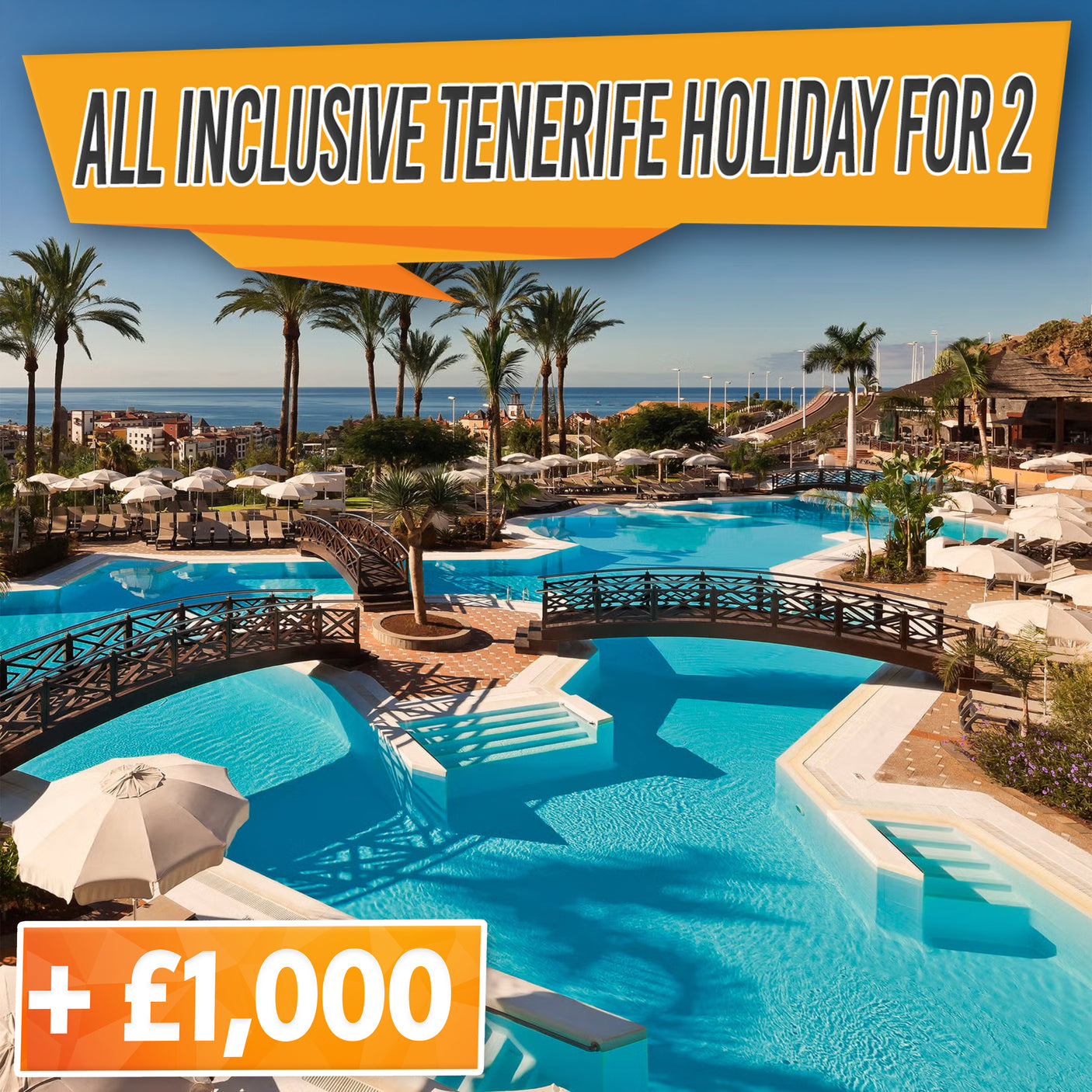 All-Inclusive 7 Nights Adults-Only 5 Star Tenerife Holiday for 2 + £1,000 Cash!