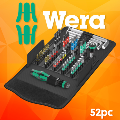Wera 52 Piece Kraftform Kompact '100' Screwdriver Bit / L-Key Set With Quick Release Bit Holder