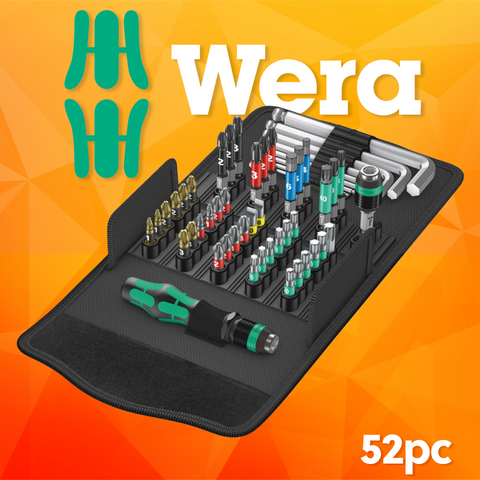 Wera 52 Piece Kraftform Kompact '100' Screwdriver Bit / L-Key Set With Quick Release Bit Holder 21st July 24