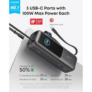 Anker 165W Power Bank – Built In & Retractable Cables