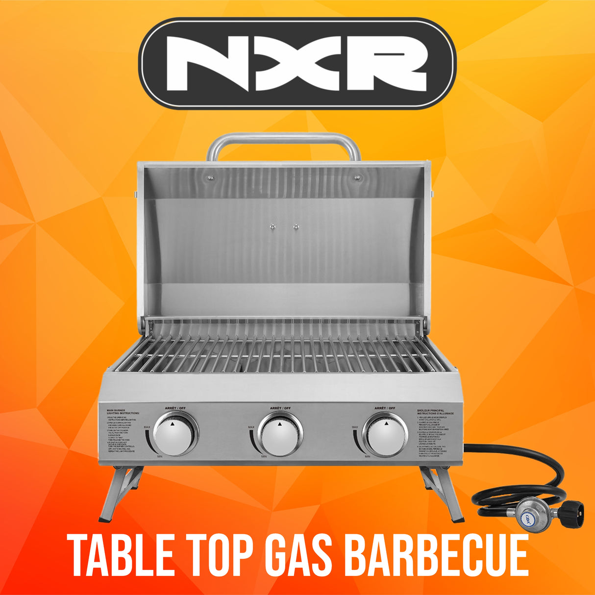 NXR 3 Burner Stainless Steel Table Top Gas BBQ - 14th July 2