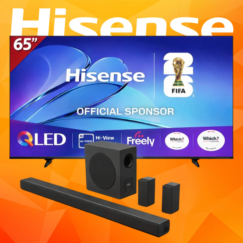 Hisense 65" QLED Smart AI TV & Sound Bar Bundle