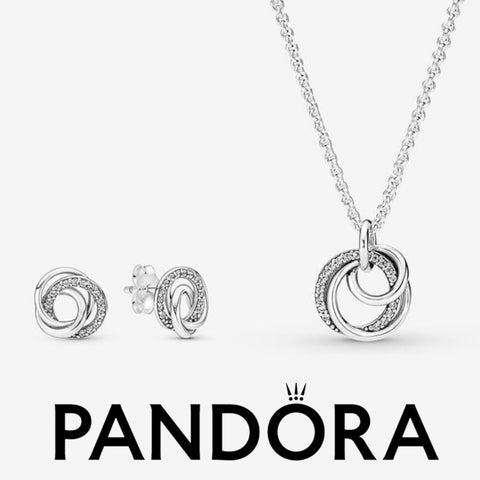 Pandora Family Always Encircled Necklace and Earrings Gift Set