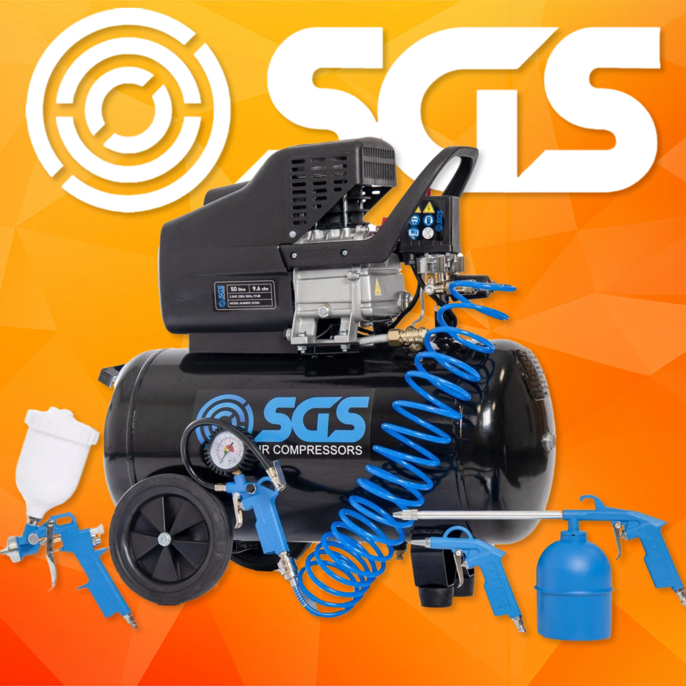SGS 50L Direct Drive Air Compressor & 5 Piece Tool Kit - 19th Oct 25